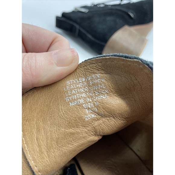 Madewell The Emilia Lace-Up Boot Stacked‎ Heel black Suede Women’s Sz 9 - Picture 5 of 6